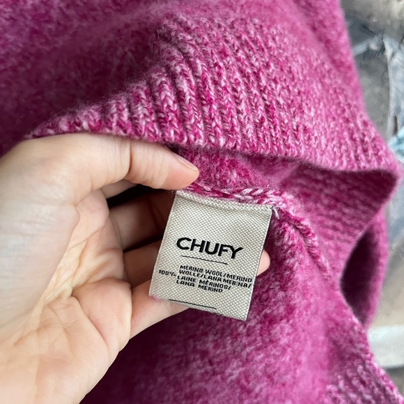 CHUFY Forever Patagonia Merino Wool Pullover Purple Thick Hooded Sweater - Picture 11 of 14